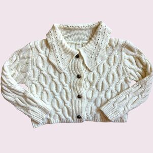Cider Cream Cable Knit Cropped Cardigan